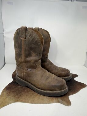 EUC Justin Boots Leather Pull-On Western Work Boots Sz 11.5 D (SLUERA)